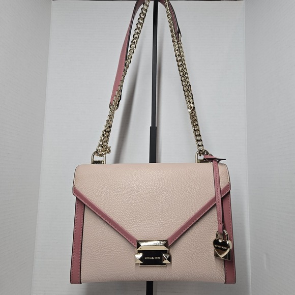 Michael Kors Handbags - Michael Kors Whitney Pink Signature Logo Charm Convertible‎ Shoulder Purse Chain